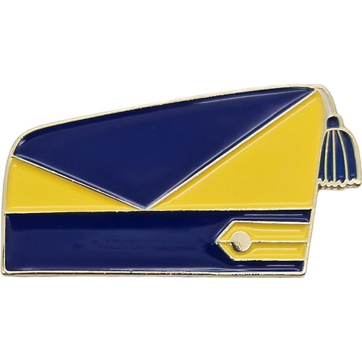 Pin Karnevalsmütze gelb/blau